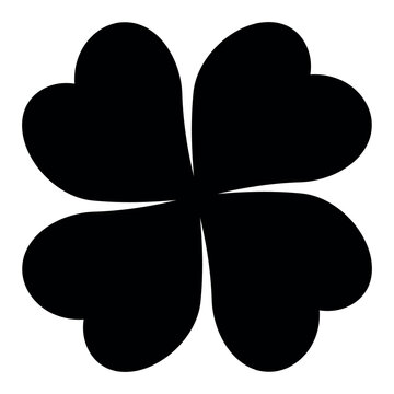 Four-leaf clover silhouette symbol icon shape, illustration of four leaf cloverleaf isolated on white