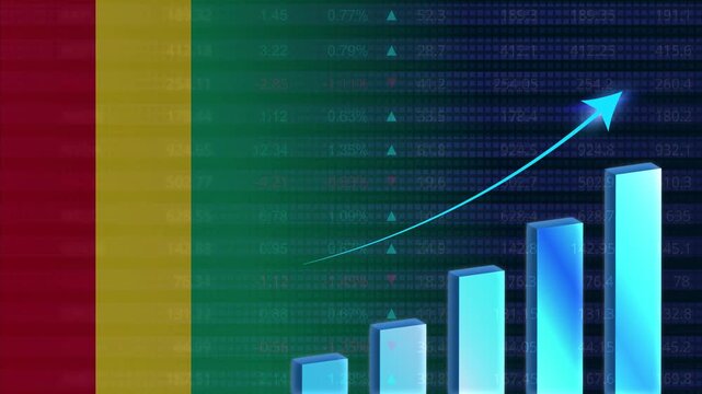 Guinea economy growth concept background.Guinea stock exchange.Guinea flag with stock market graph and bar