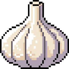 Fototapeta premium Retro Pixel Garlic Icon 8-Bit Vector Graphic Design