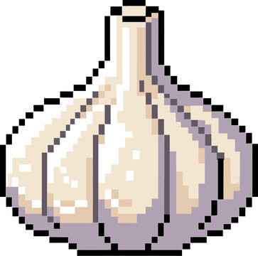 Retro Pixel Garlic Icon 8-Bit Vector Graphic Design