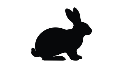 Black Rabbit Silhouette Against A White Background Silhouette © Vector Genesis