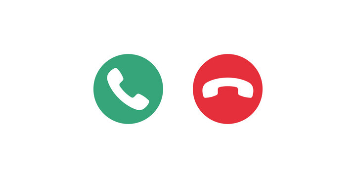 Green and red phone icons for accept and decline on transparent background
