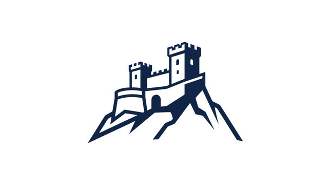 Stylized castle fortress on a mountain peak
