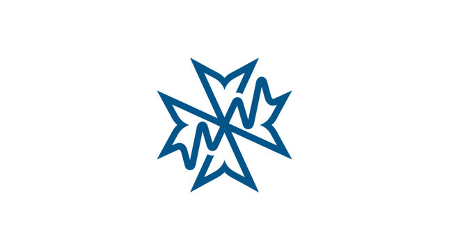 Blue geometric abstract star or snowflake logo symbol.