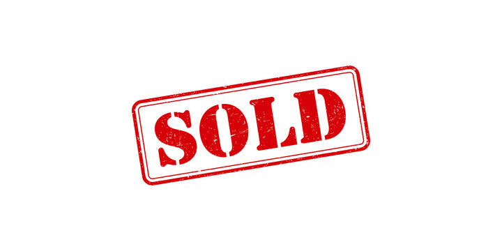 Red Sold Stamp Marking on Transparent Background