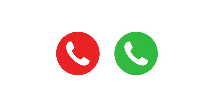 Accept and decline phone call icons on transparent background