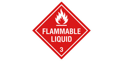 Flammable liquid class 3 hazard warning diamond sign © Shan masih