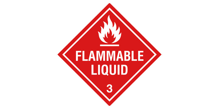 Flammable liquid class 3 hazard warning diamond sign