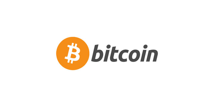 Bitcoin cryptocurrency logo typography isolated on transparent background