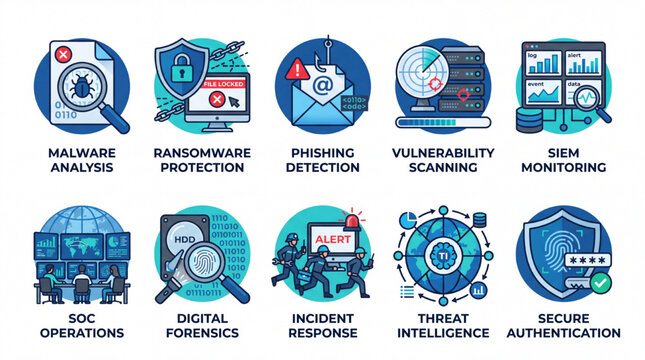 Cyber Threat Detection Line Icon Pack