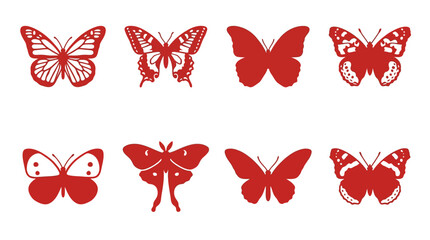 Red Butterfly Silhouettes Collection © adakami.art