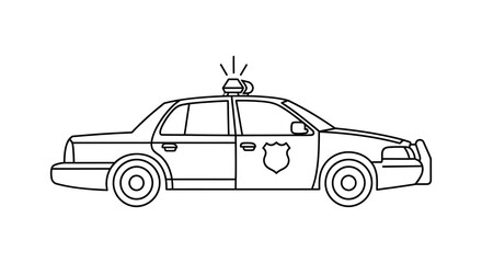 Police car line drawing on a white background © masvect
