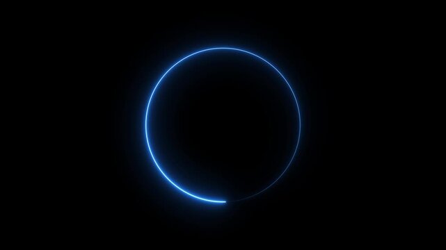 Neon light animated glowing circle loading icon Neon light trail circle- Gradient neon circle frame loading icon animation. Cyan circle glow border concept blinking lines.