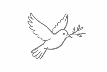 Fototapeta premium Line Art Dove Carrying Olive Branch.