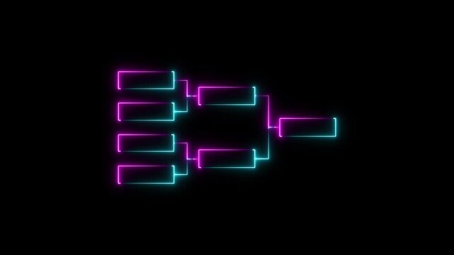 4 team tournament bracket championship template flat style design neon light isolated on black background. Championship bracket schedule for soccer, football, basketball, baseball or tennis.