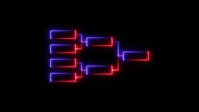4 team tournament bracket championship template flat style design neon light isolated on black background. Championship bracket schedule for soccer, football, basketball, baseball or tennis.