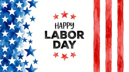 Obraz premium Happy labor day american watercolor greeting