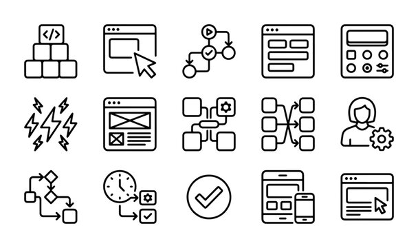 Workflow Icons Set: Process, Planning, Strategy, Development, Project Management, Business Icons
