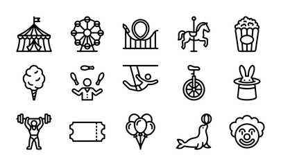 Circus Icons Set: Carnival, Fairground, Amusement Park Vector Graphics for Entertainment © Robiul