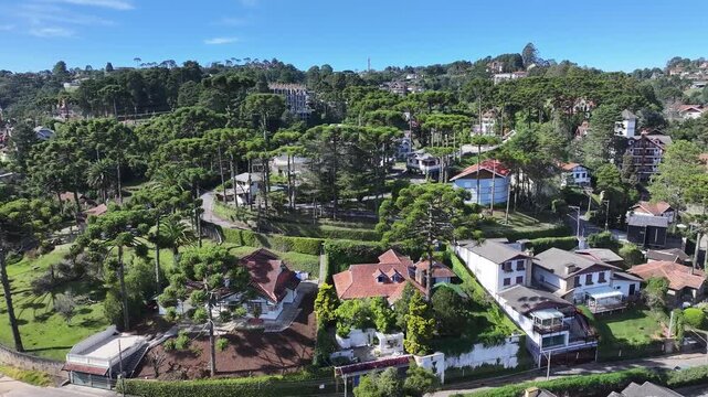 Winter Travel In Campos Do Jordao Sao Paulo Brazil. Bustling Downtown Cityscape With Modern Buildings. Landmark Town. Downtown Cityscape. Campos do Jordao Sao Paulo.