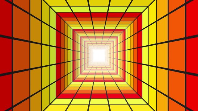 奥行を感じる派手なトンネル背景アニメーション／A vibrant warm-toned tunnel background with a strong sense of depth
