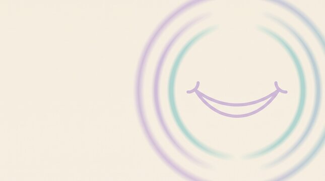 Minimal abstract smile with radiating arcs and copy space

