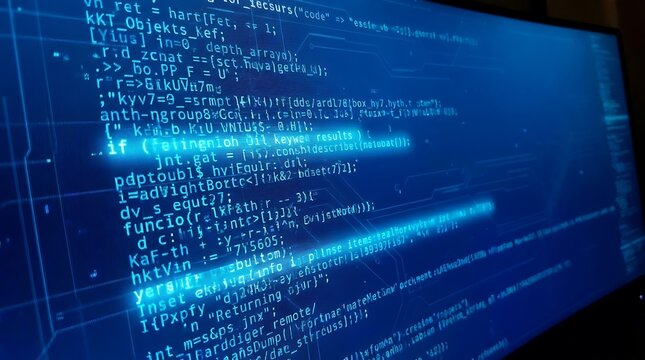 Close up of computer screen displaying lines of code in a programming language