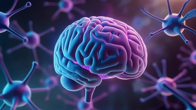 Abstract fluid motion brain visualization in 3D animation