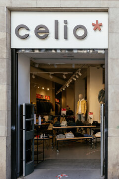 Barcelona, Spain-June 30, 2026. Celio clothing store entrance
