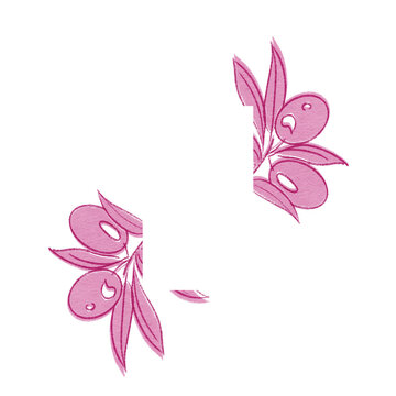 Decorative botanical border element with pink olive branches.