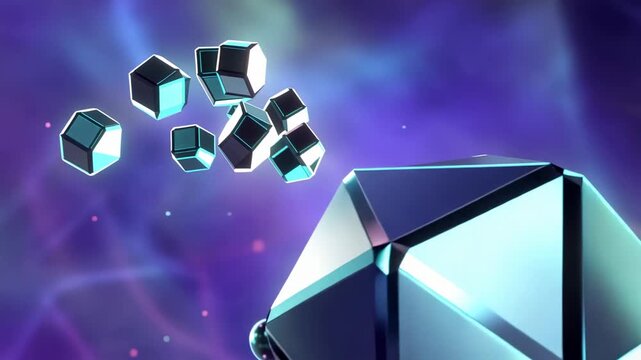 Abstract geometric shapes animation with cubes and spheres