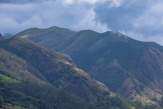 Cloud-Covered Mountain Landscape in Munnar, Kerala