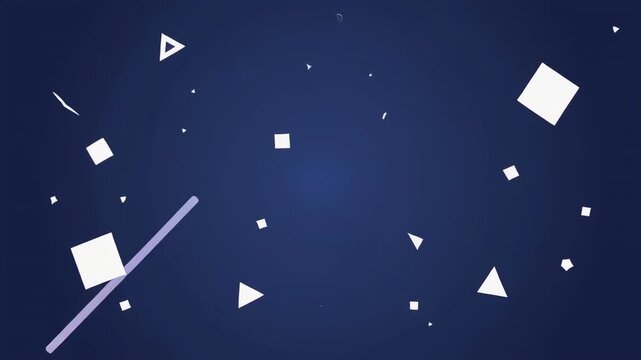 Abstract geometric shapes floating in dark space with motion blur