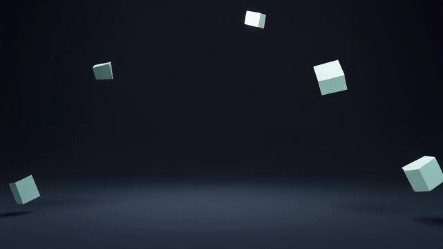 abstract geometric shapes moving in dark space animation