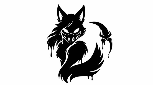 Black fox silhouette with a dripping paint mask effect.