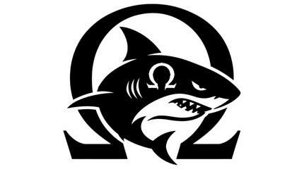 Fototapeta premium Shark silhouette integrated with Omega symbol logo