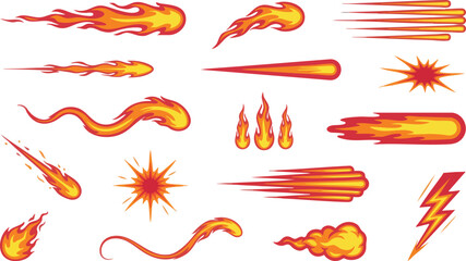 Dynamic fire effect collection with flaming trails comet shapes and hot sparks © MDMUKTADIR