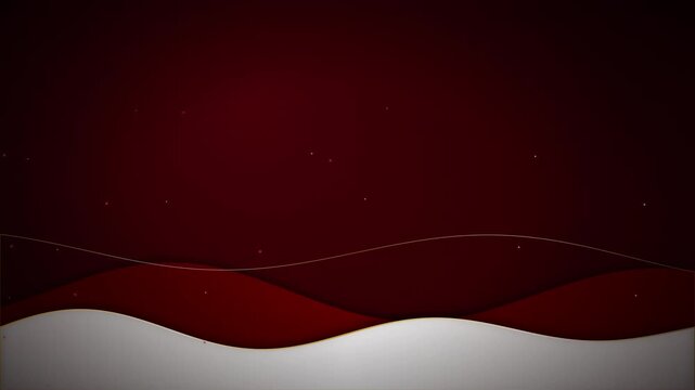 Elegant red and silver abstract waves with floating particles animation