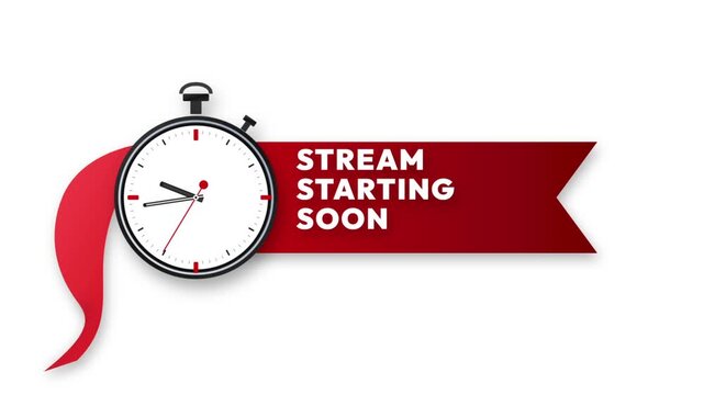 Stream Starting Soon Countdown Banner with Clock on White Background