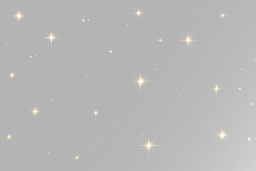 Fototapeta premium Bright golden stars with glitter particles, sparkling celestial lights, glowing luxury shine, festive magical star effect