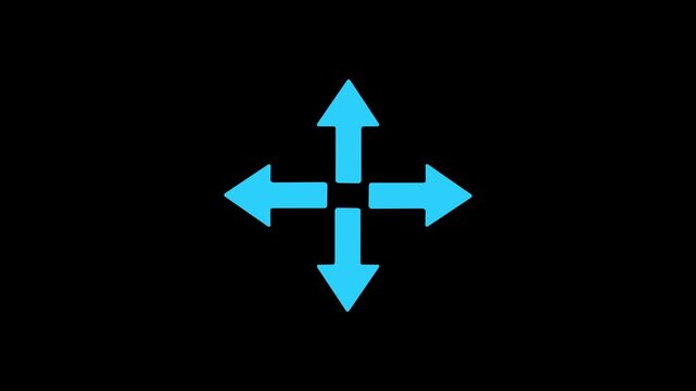 Four arrows corner four arrows expand Outline icon animation.arrow icon in trendy flat icon.arrows alls directions icon .Motion graphic 4k motion video.