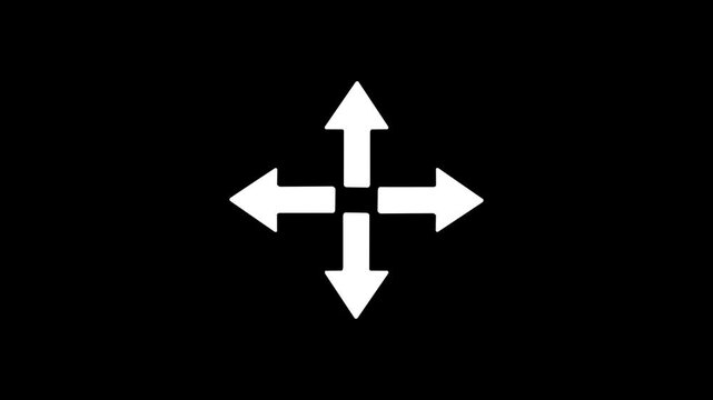 Four arrows corner four arrows expand Outline icon animation.arrow icon in trendy flat icon.arrows alls directions icon .Motion graphic 4k motion video.