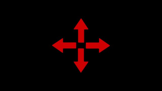Four arrows corner four arrows expand Outline icon animation.arrow icon in trendy flat icon.arrows alls directions icon .Motion graphic 4k motion video.