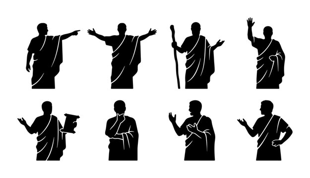 Ancient Greek Roman Figures Set, Silhouette Scholars Philosophers, Historical Orators and Sages Collection