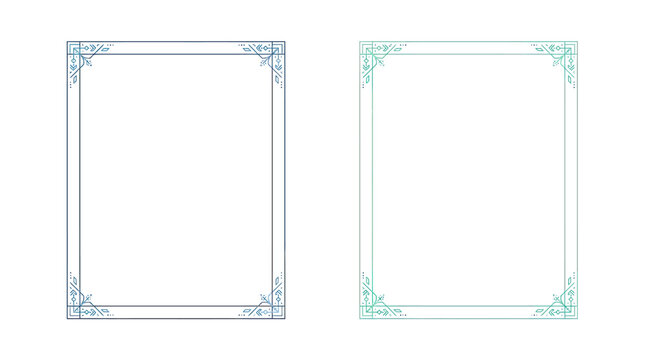 Minimalist geometric border frames with decorative corners.