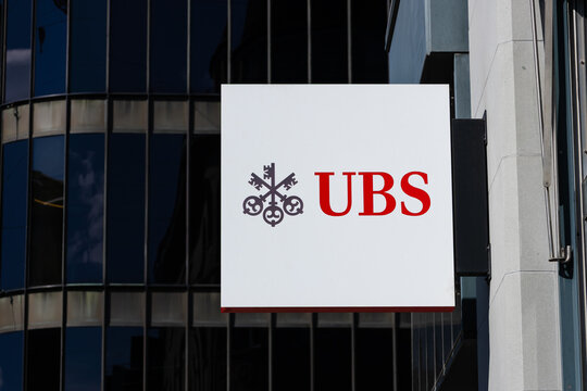 UBS bank sign financial institution corporate office building