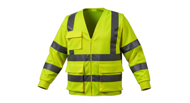High visibility yellow and gray safety jacket with reflective strips