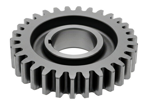 Precision metal spur gear with central hub and bore