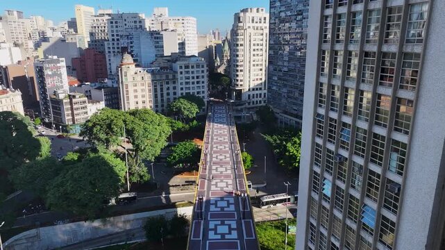 Santa Efigenia Bridge In Sao Paulo Brazil. Bridge Showcasing The Traffic Flowing Across In The City. Cities Of The World Landscape. Downtown Cityscape. Sao Paulo Brazil.