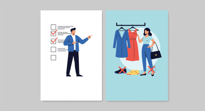 Corporate guidelines presentation explaining professional dress code and office wear rules with checklist.